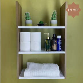 Etagère de salle de bain STRALSUND – blanc/Noyer